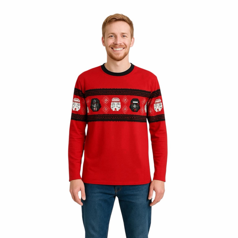 Disney Star Wars Christmas Darth Vader Stormtroopers Long Sleeve Shirt Men S Red